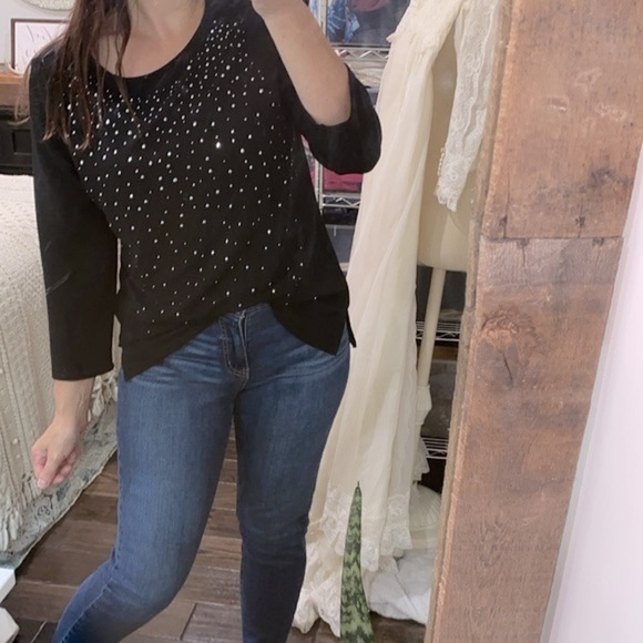 Easy wear by Chicos black sparkle top size 1/medium - Picture 3 of 10